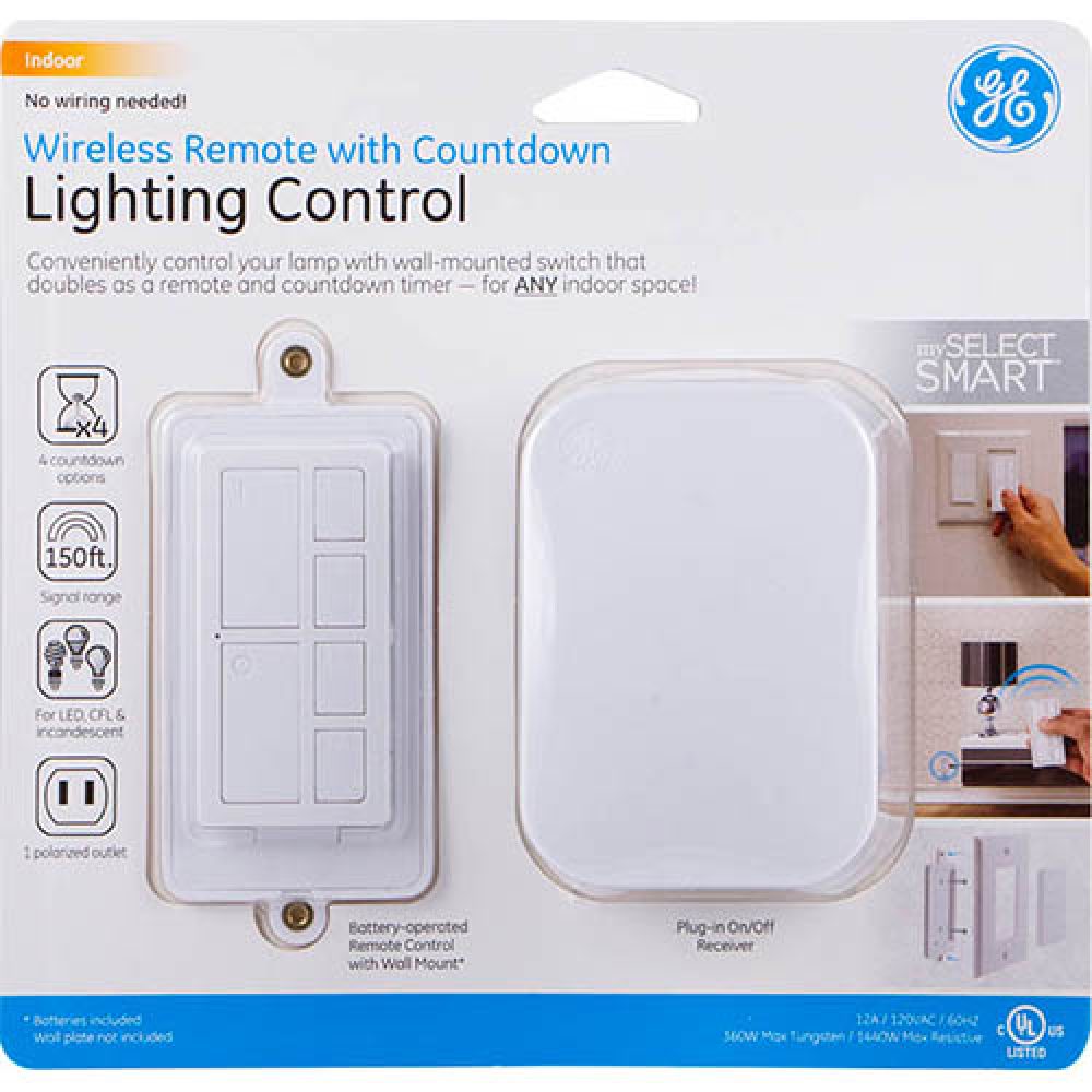 mySelectSmart Remote GE Wireless Control Switch, On/Off, 1 Outlet, 150 ft. Range from Plug-In Receiver, Ideal for Lamps & Indoor Lighting, No Wiring
